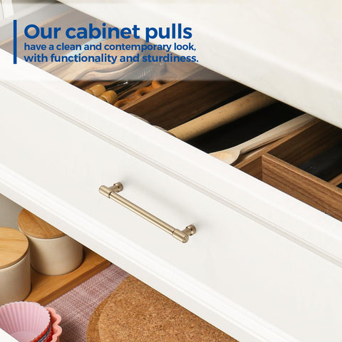 JOY DECOR 5-inch pulls offer smooth grip for drawers and cupboards.