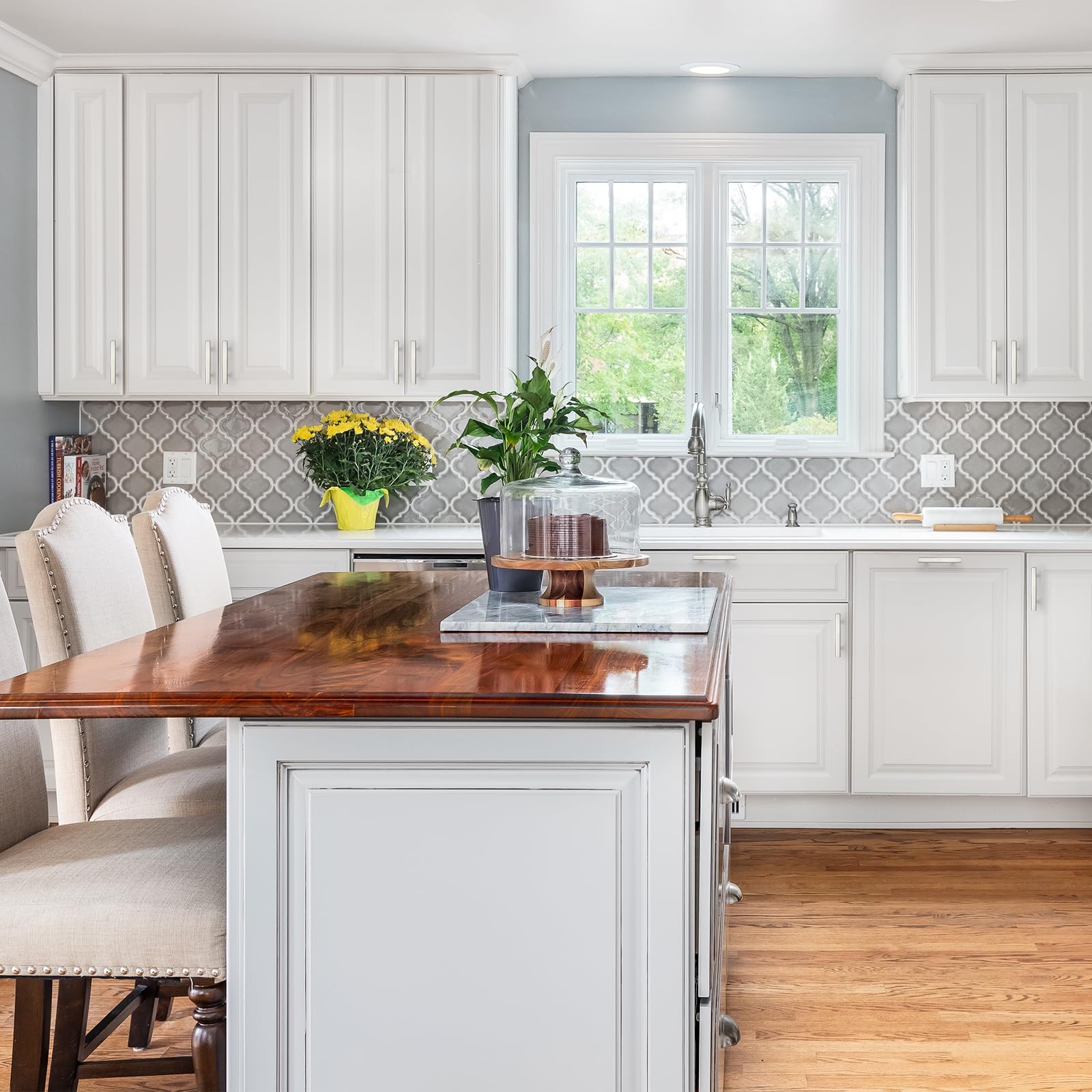 JOY DECOR versatile brushed nickel handles suit cabinets, drawers, and doors.