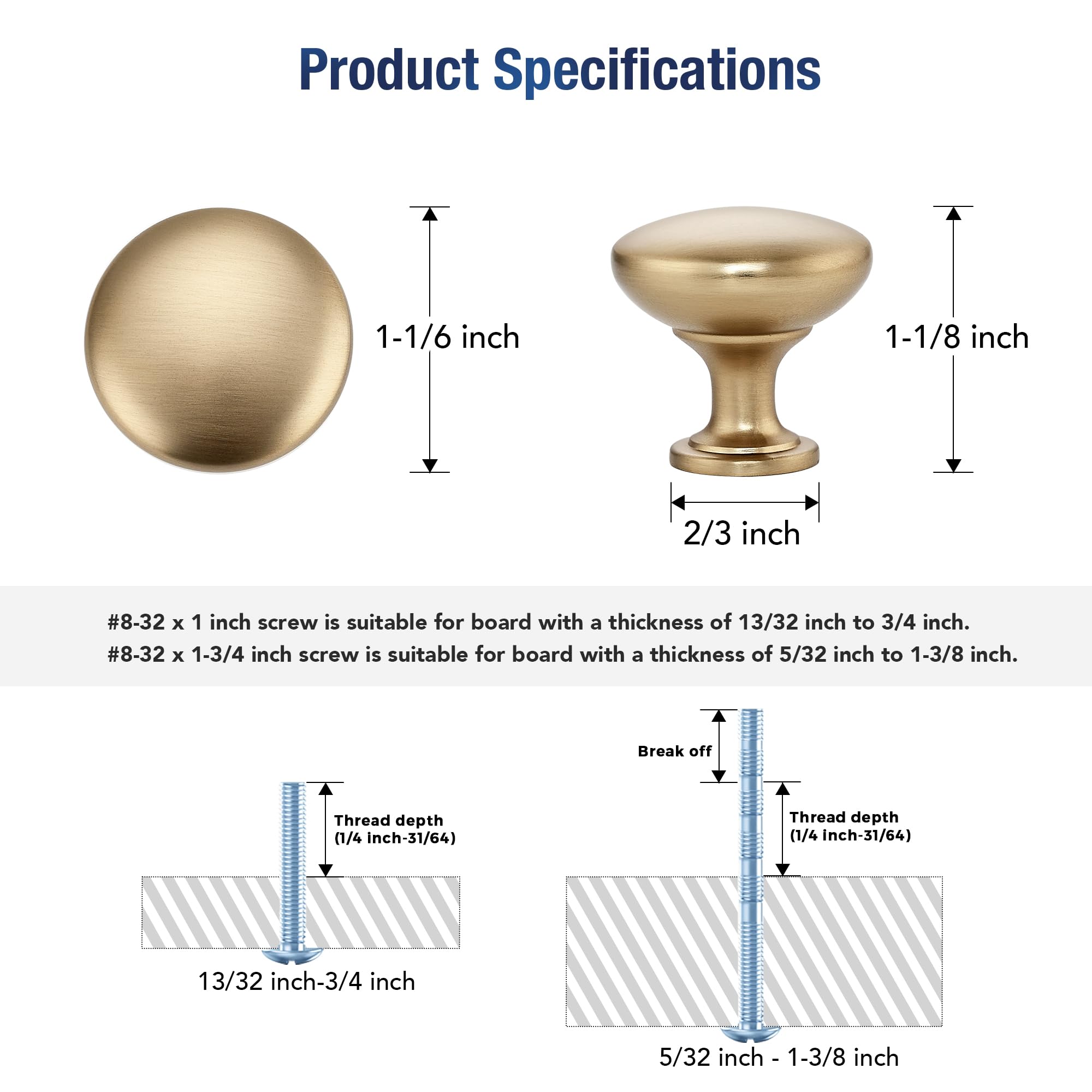 JOY DECOR champagne bronze knobs arranged in display for cohesive kitchen styling
