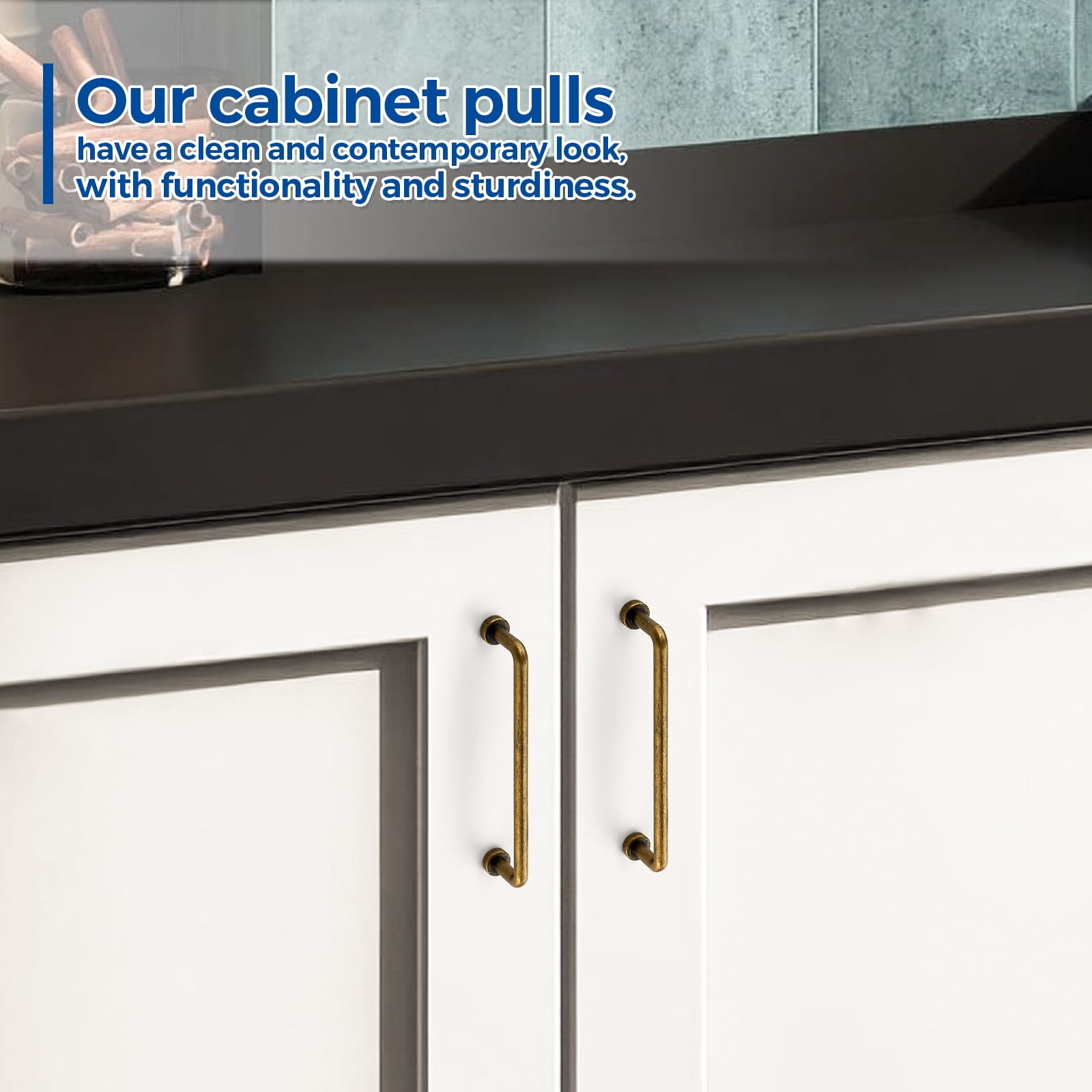 JOY DECOR kitchen cabinet hardware blends modern elegance with classic brass.