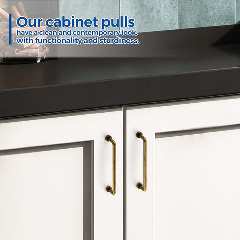 JOY DECOR kitchen cabinet hardware blends modern elegance with classic brass.