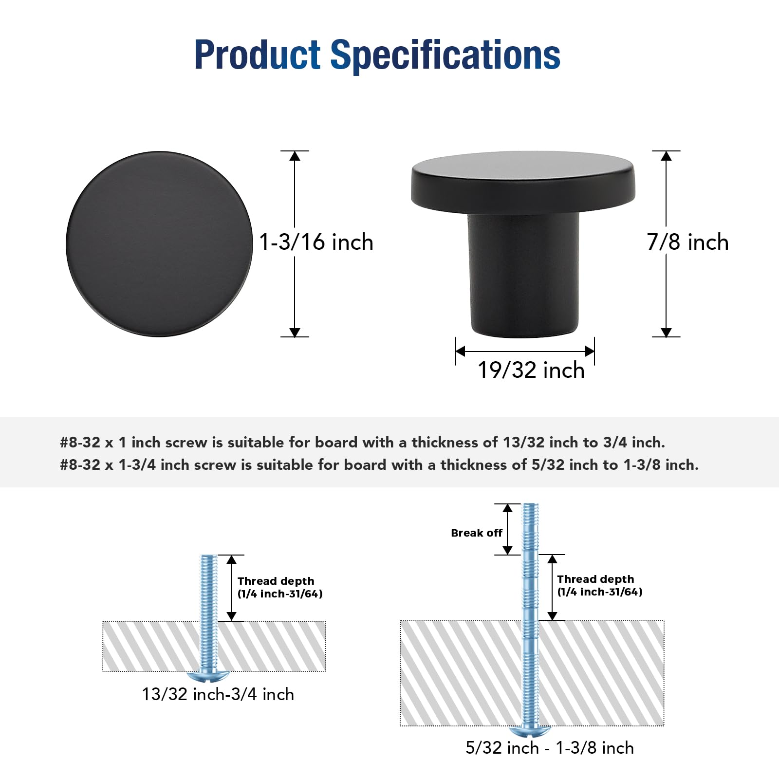 JOY DECOR kitchen cabinet knobs in matte black for coordinated styling