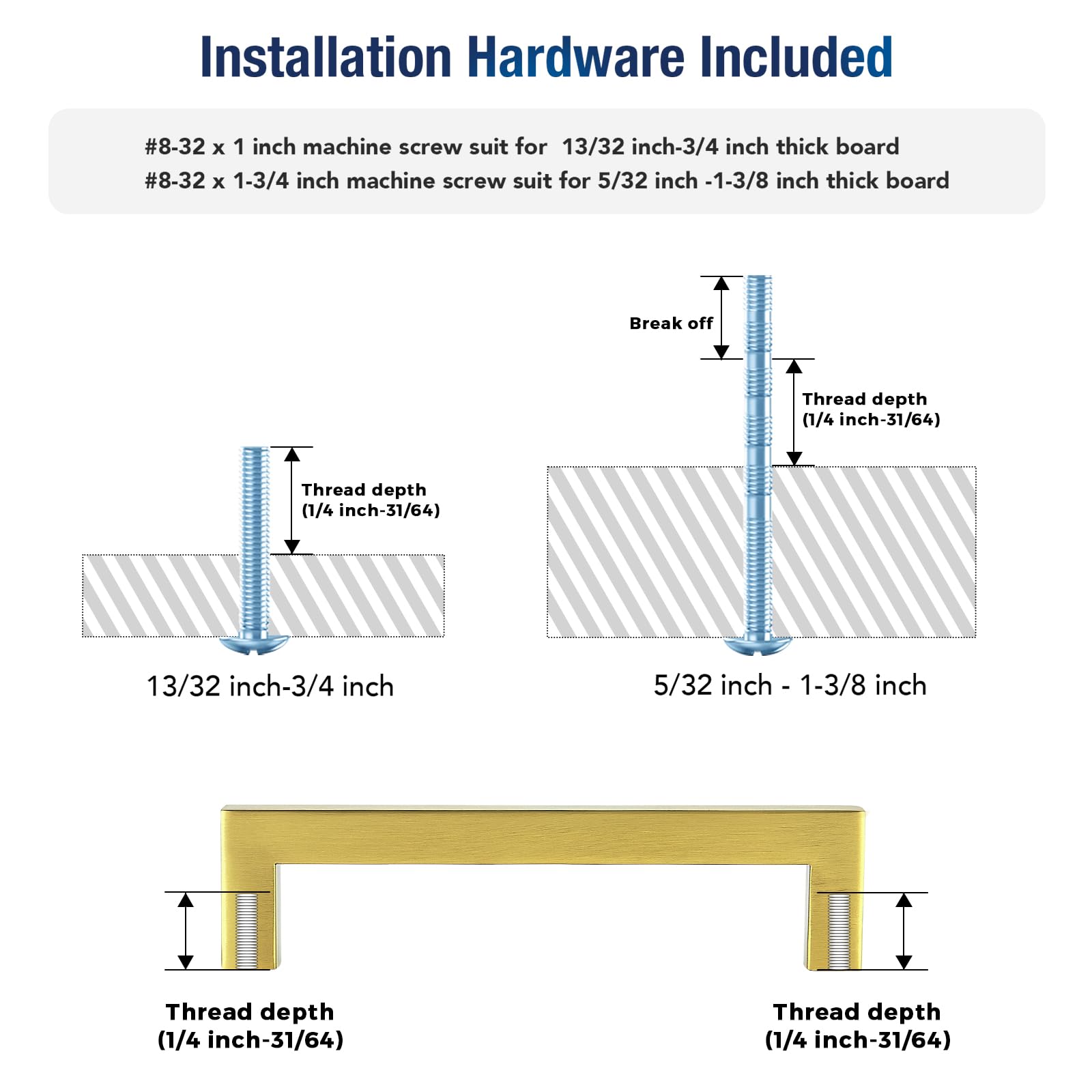JOY DECOR stainless steel hardware with gold finish, 5-inch pull for versatile cabinetry.