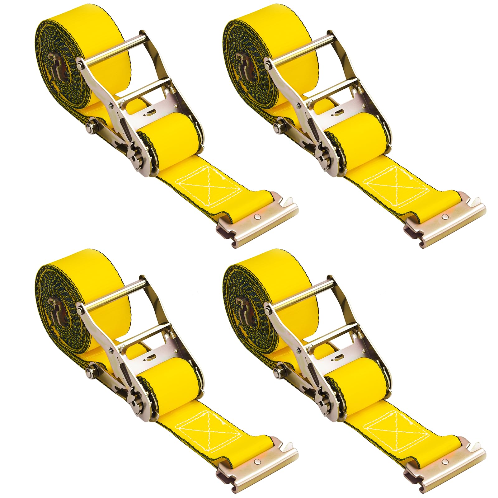 JOYANALL E-Track ratchet strap on trailer rail for secure cargo during transport.