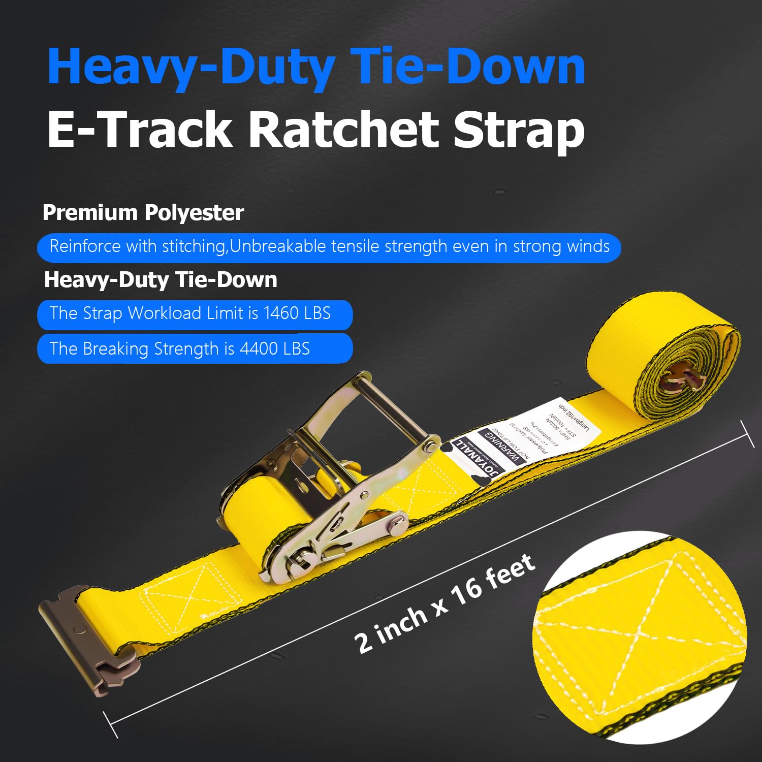 Joyanall E Track straps ratchet handle close-up for easy tensioning