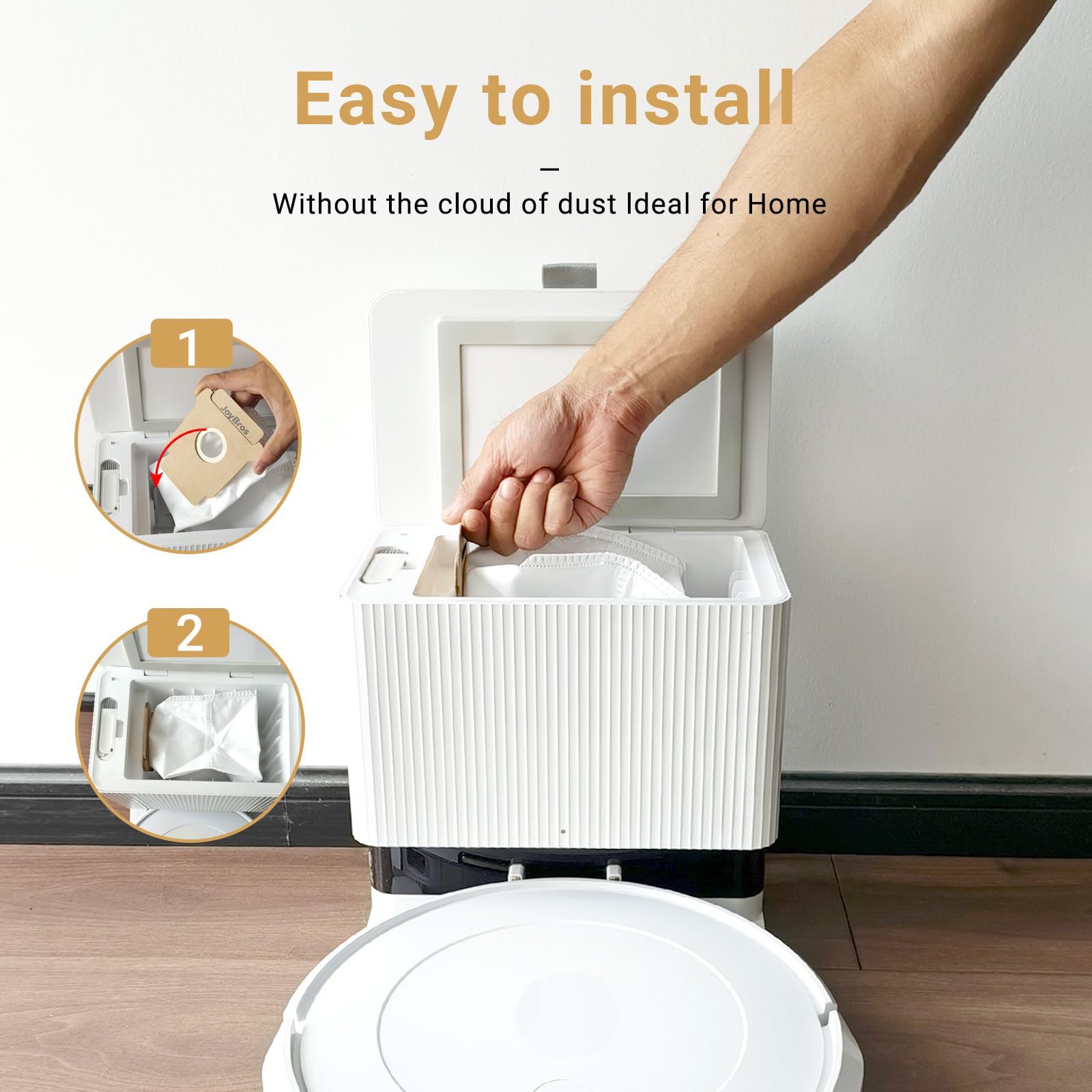 JoyBros packaging displays 12-piece dust bag set for home use.