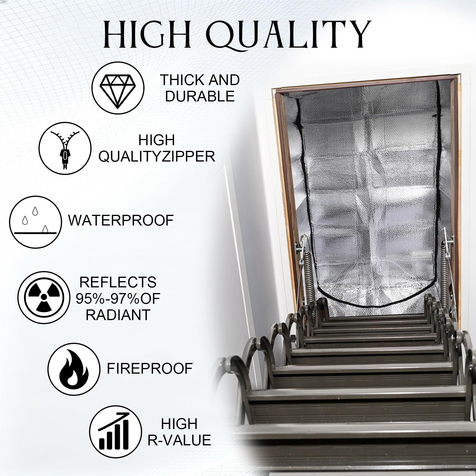 Joyfolk universal-fit design suits most standard attic openings