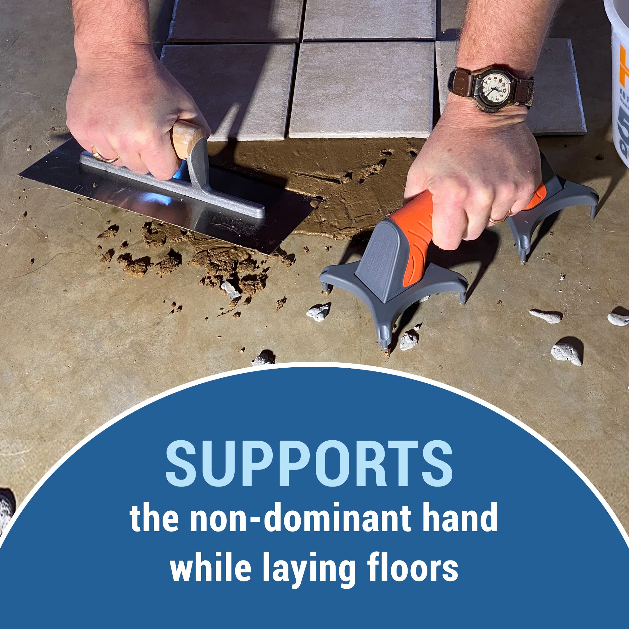 Joyful Flappers EasyLean anti-slip feet stabilize work on smooth floors.