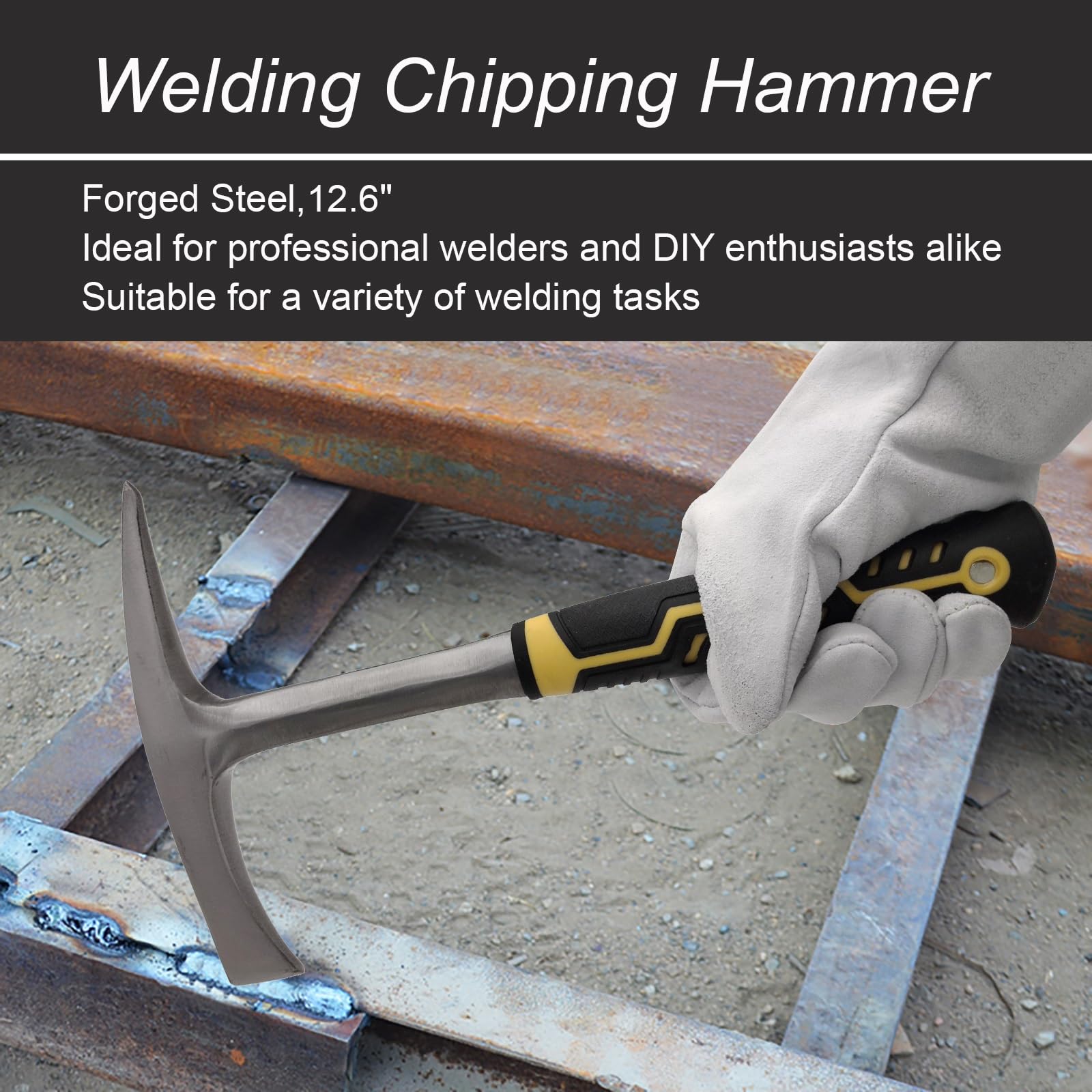 JOYFUL&HOPEFUL chipping hammer showing pointed and chisel ends for versatile slag removal