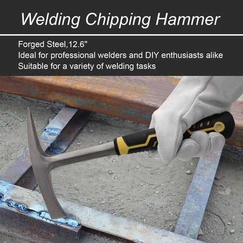 JOYFUL&HOPEFUL chipping hammer showing pointed and chisel ends for versatile slag removal