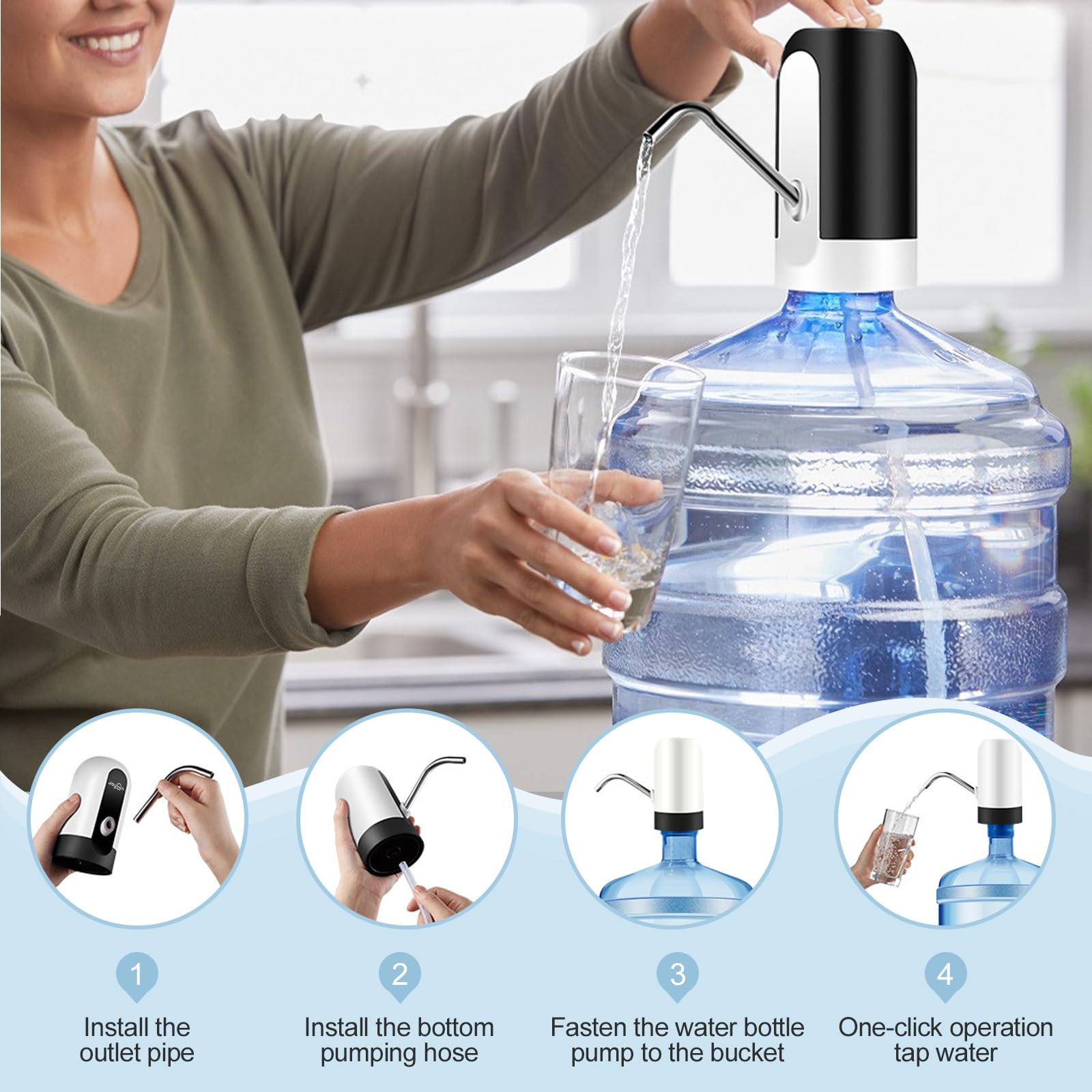 JOYHILL neck compatibility indicates 5.5 cm diameter for gallon bottles.