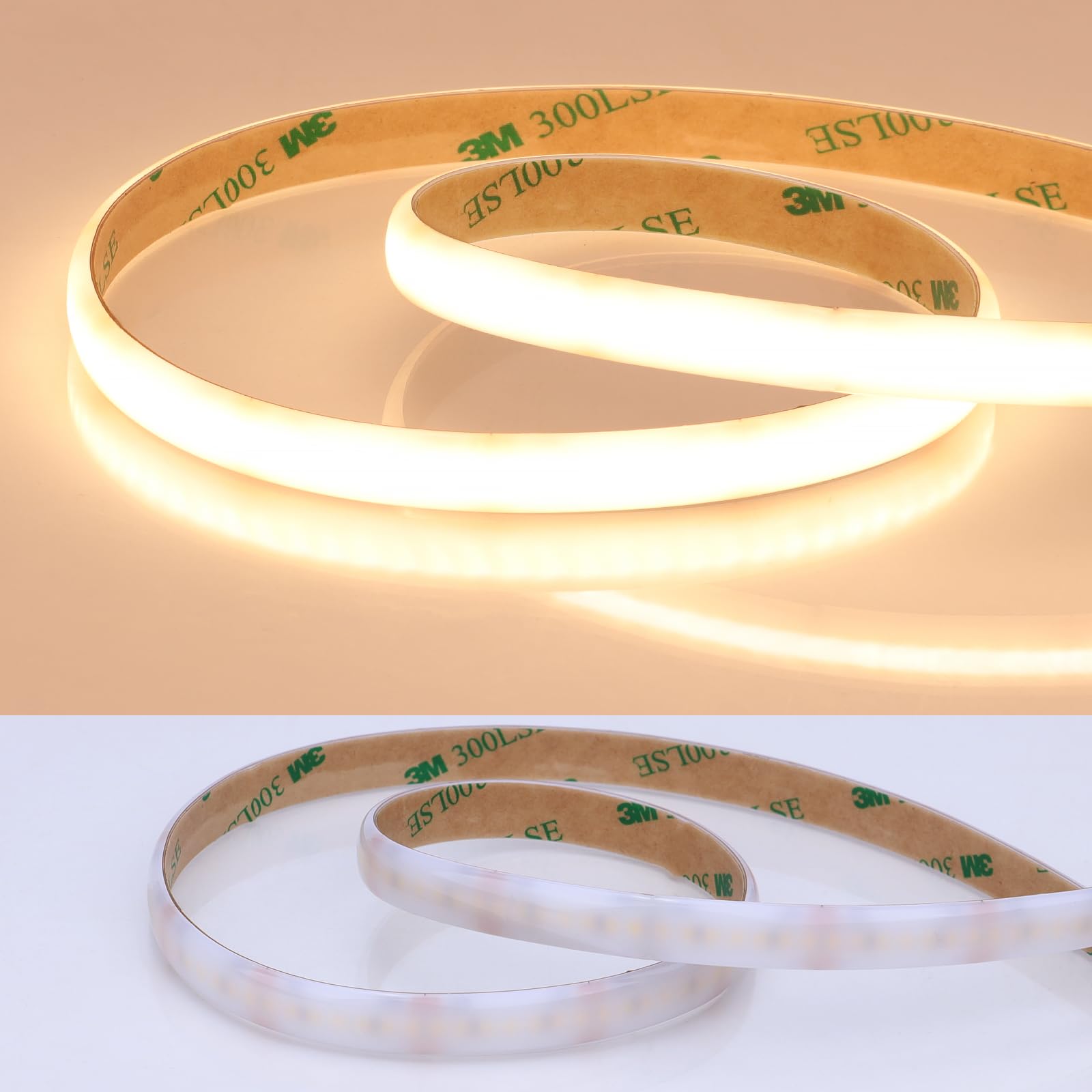 JOYLIT close-up shows diffused glow on 24V LED strip for uniform illumination.