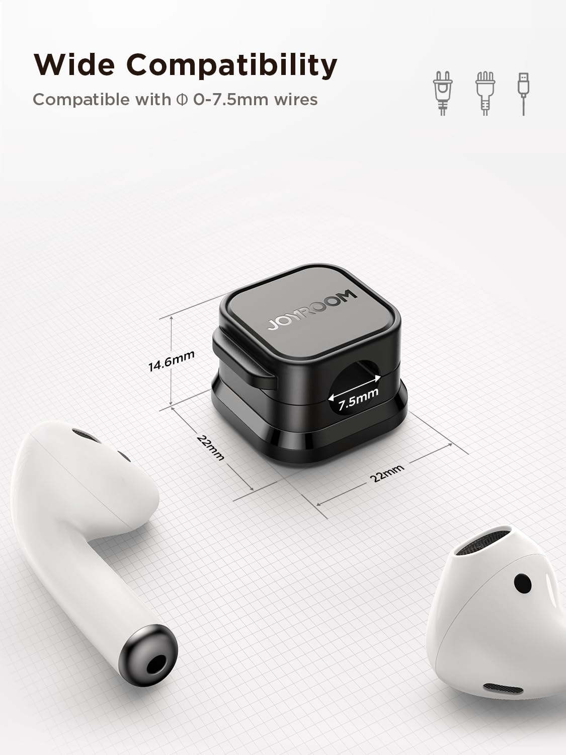 JOYROOM clip on car dashboard keeps charging cables tidy
