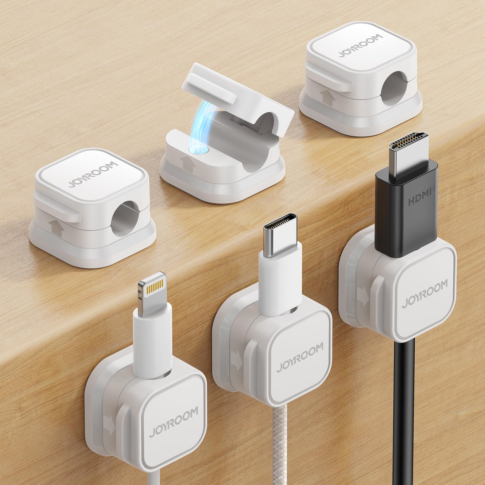 JOYROOM magnetic cable clip on desk setup keeps cables neat