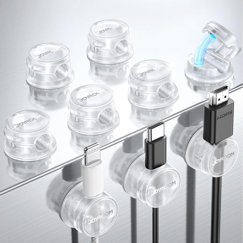 JOYROOM nine-pack cable clips organize desktop cables neatly.
