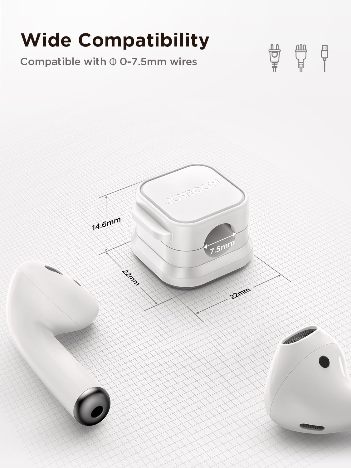 JOYROOM replacement adhesive pad included for reusable cable organization