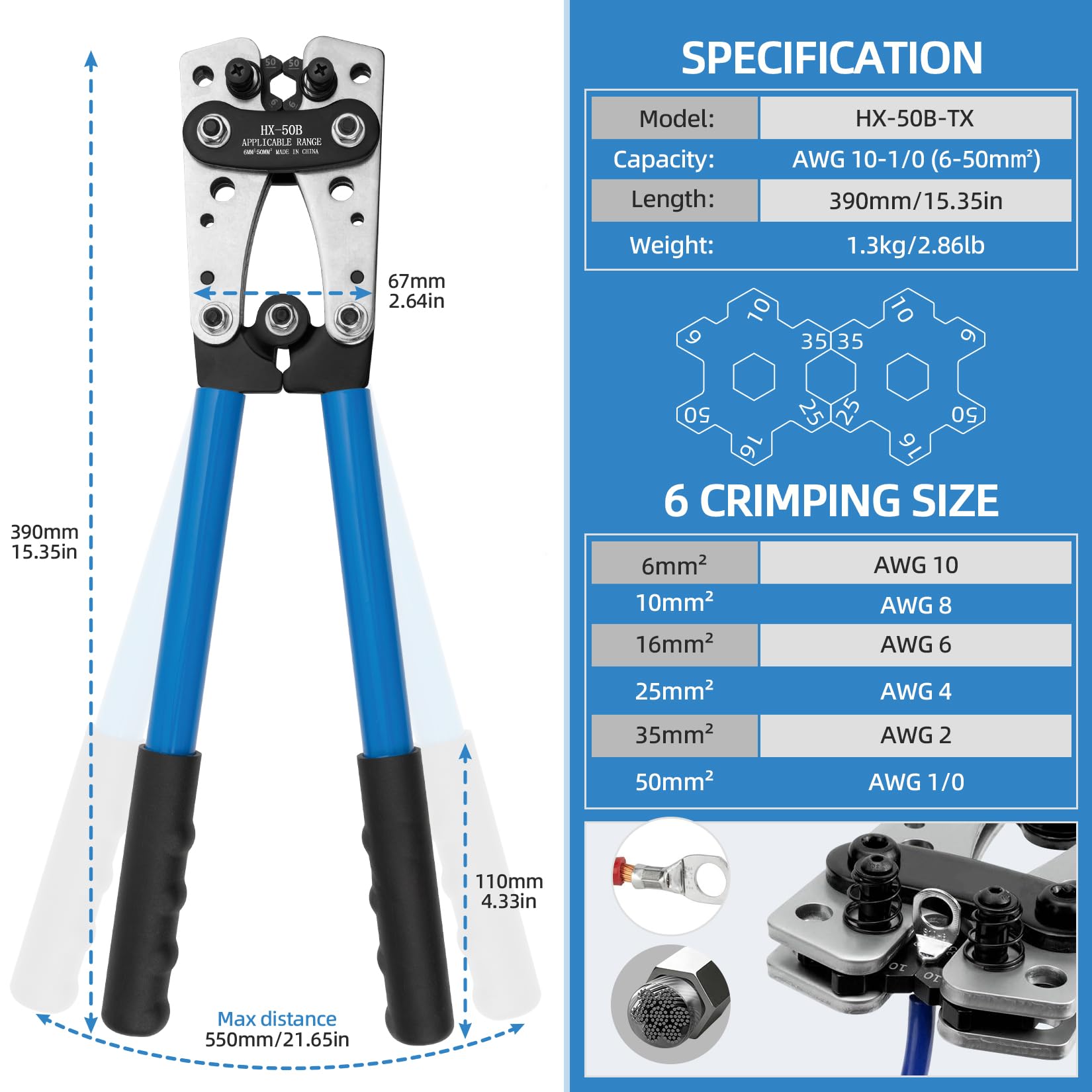 JOYUMY rotating-crimp-dies demonstrate precise wire compression for tight crimps.