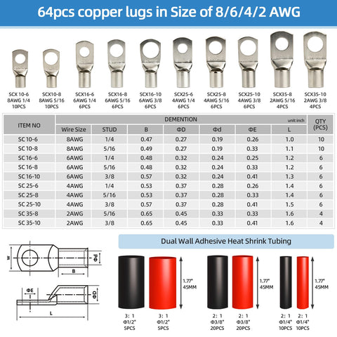 JOYUMY tinned-copper-lugs provide excellent conductivity and corrosion resistance.