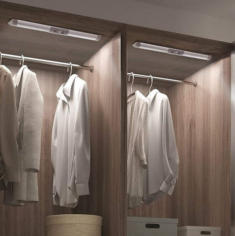 Joyzy 2-pack closet light front view provides hands-free wardrobe illumination.