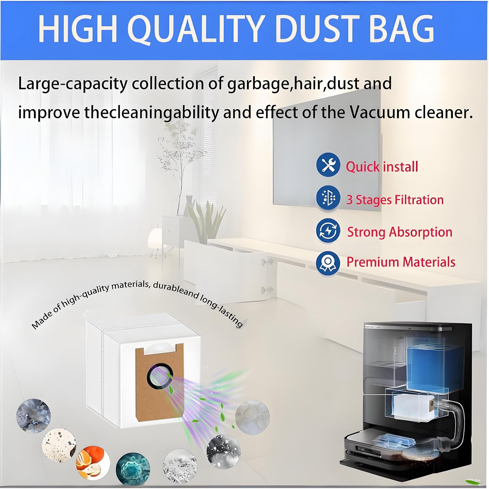Jpbaisqic replacement bags in a 10-pack offer long-lasting convenience.