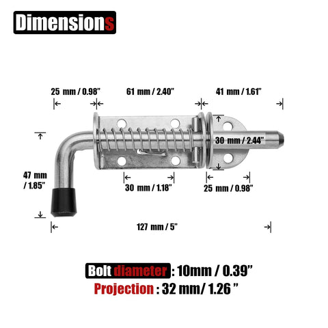JQK 304 stainless steel barrel bolt with 10 mm solid bolt for security.