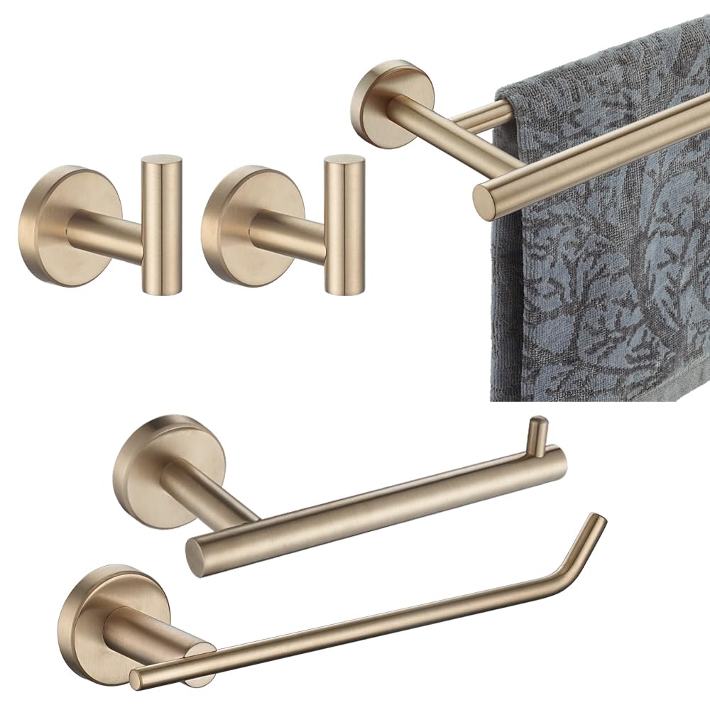 JQK 24-inch towel bar in champagne bronze enhances bathroom organization