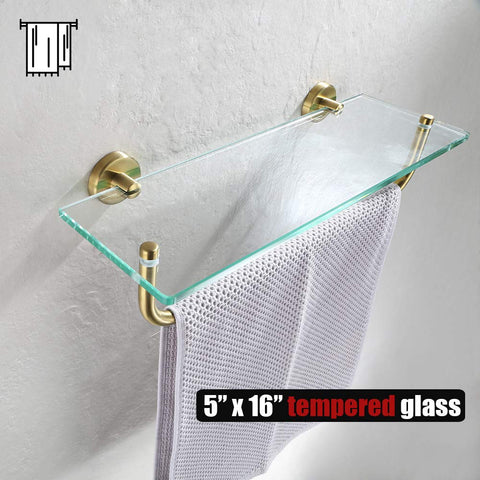Brushed gold stainless steel wall mount hardware adds subtle luxury