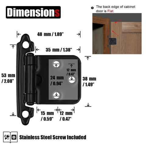 JQK CH200-BK-P20 hinge close-up showing self-closing action for smooth cabinet closure.