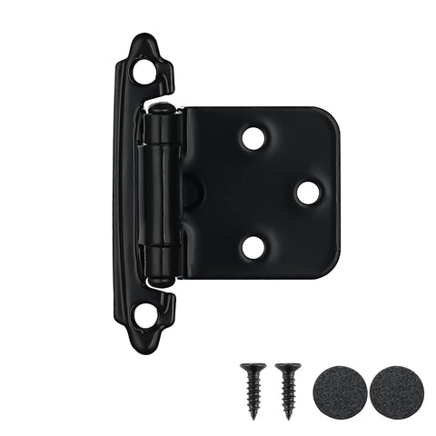 JQK CH200-BK-P20 hinge set in matte black finish for sleek overlay cabinets.