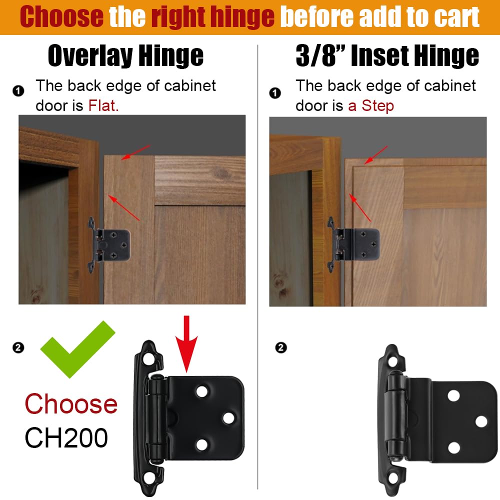 JQK CH200-BK-P20 hinge with door bumper for gentle, cushioned door closings.