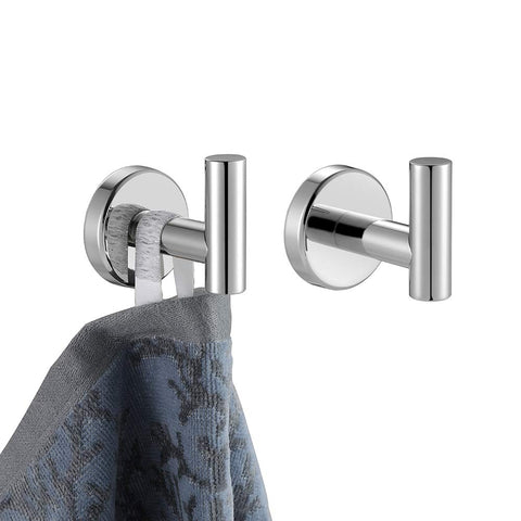 JQK chrome bathroom towel hook 2-pack for compact bathroom organization.