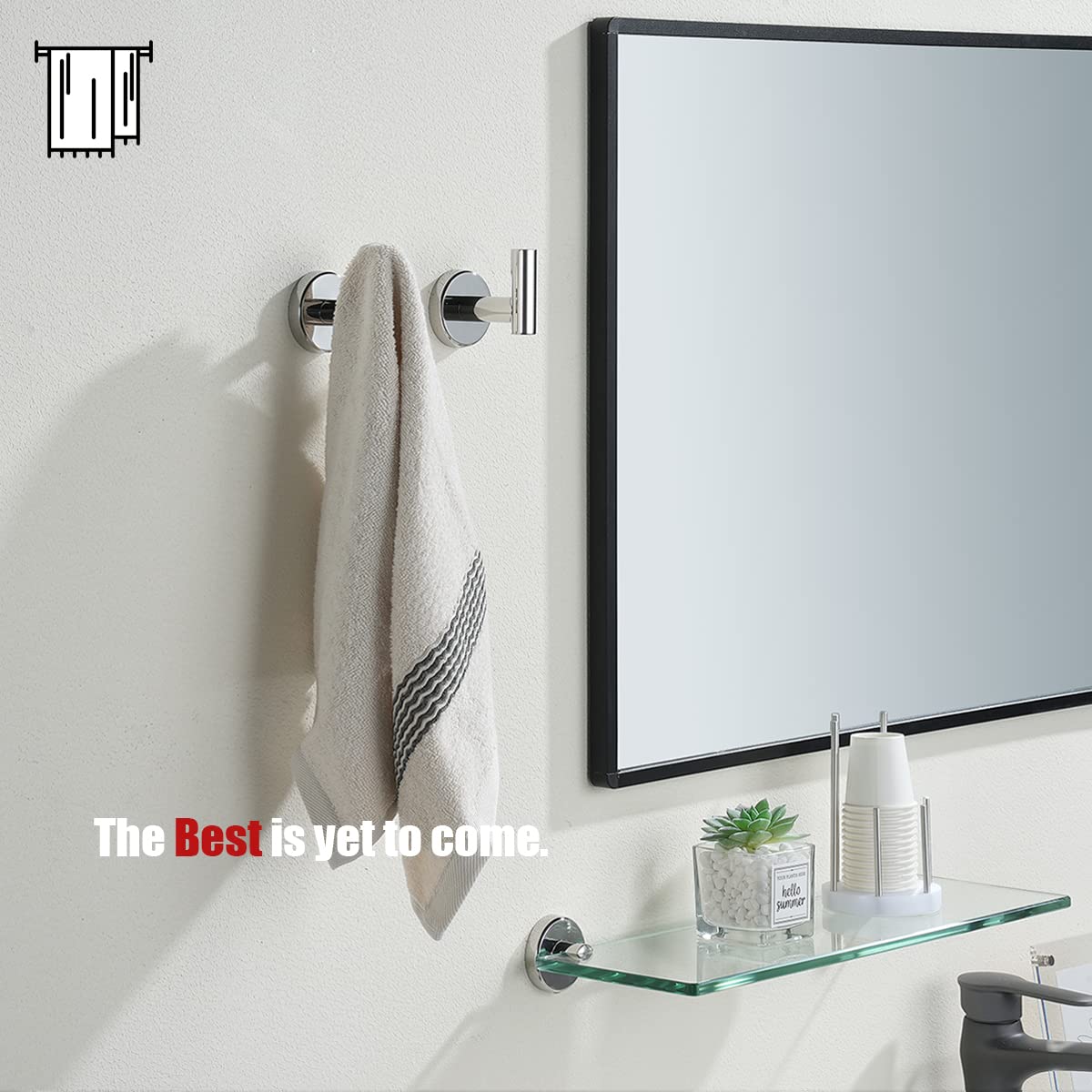 JQK chrome wall mount bracket with concealed screws for a clean look.
