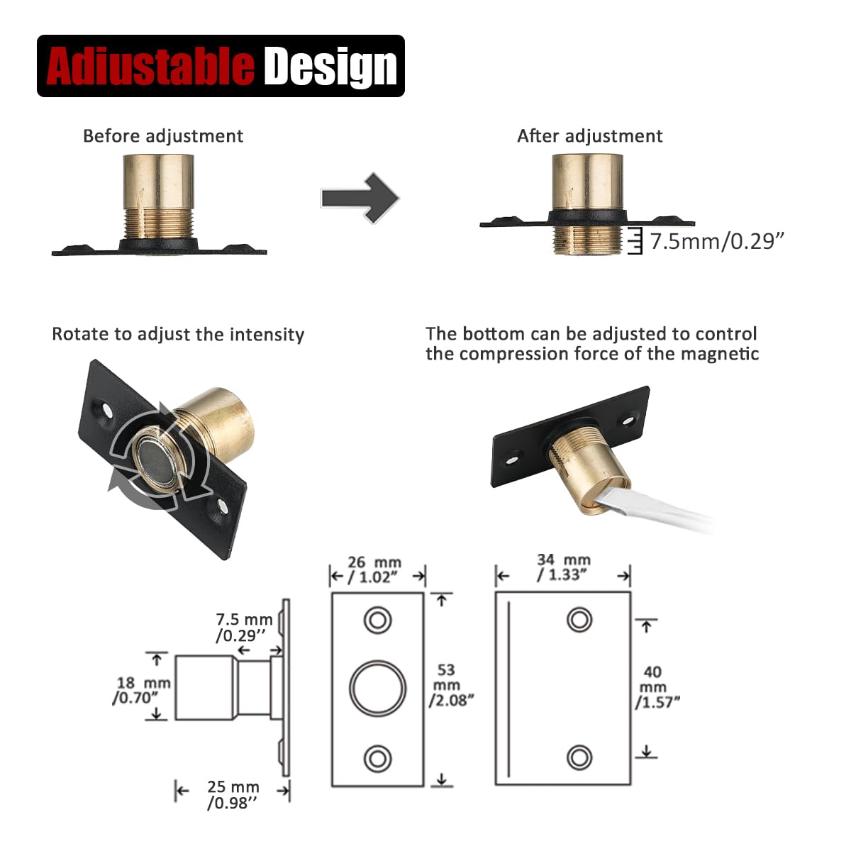 JQK closet ball catch with strike plate installed for quiet operation.
