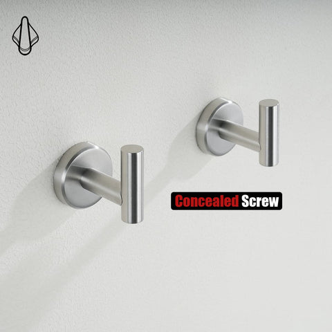 JQK TH100-BN-P2 towel hook in-use shows towel or robe hanging.