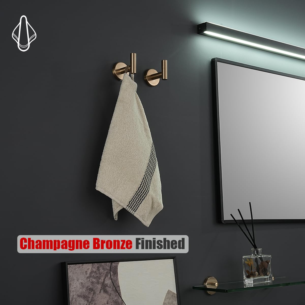Close-up of SUS 304 stainless steel tube and post on JQK towel hook