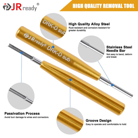 JRready D-sub connector pins removal in action with safe groove