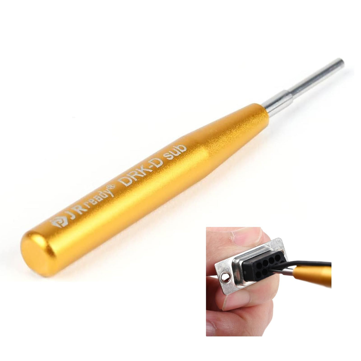 JRready D-sub removal tool needle bar close up showing precision handling