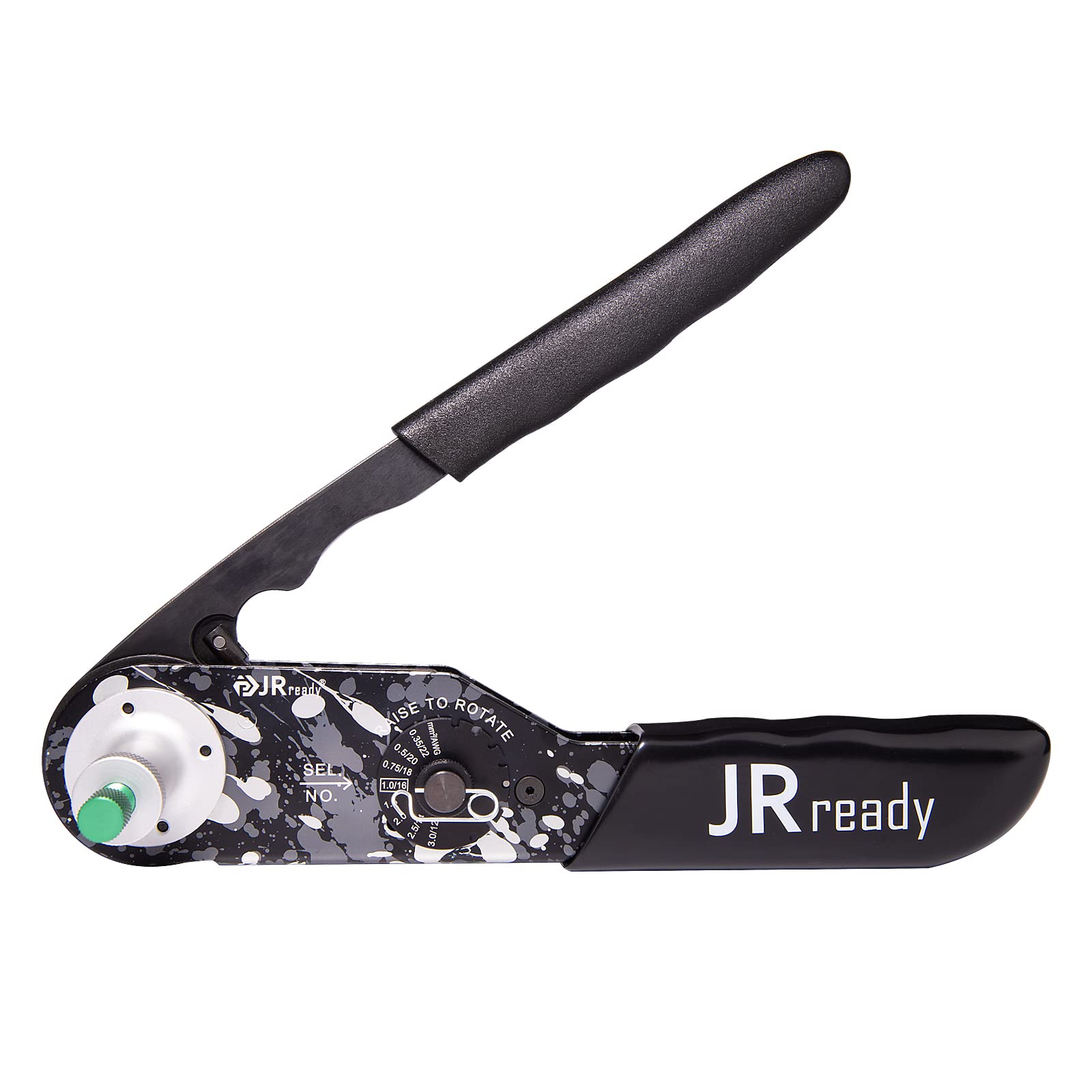 JRready NEW-DT2 ergonomic handle close-up for precise crimps.