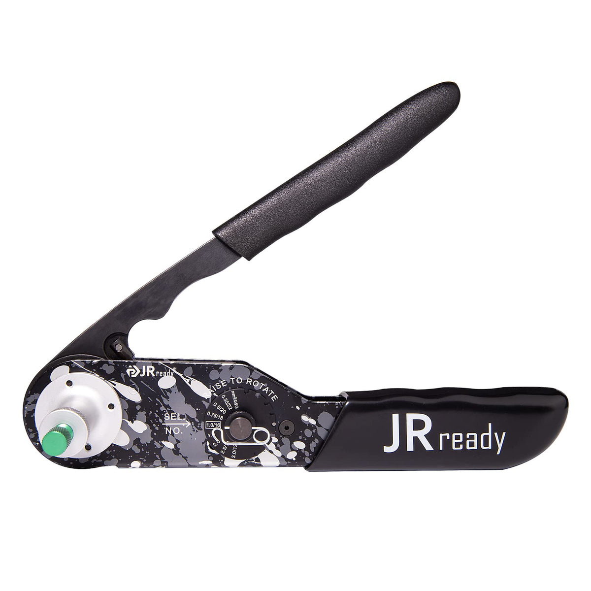 JRready NEW-DT2 ergonomic handle close-up for precise crimps.
