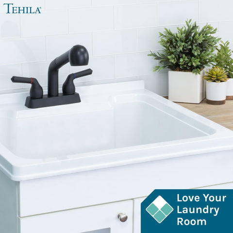 JS Jackson Supplies 4-inch center-set design fits standard sinks for simple installation.