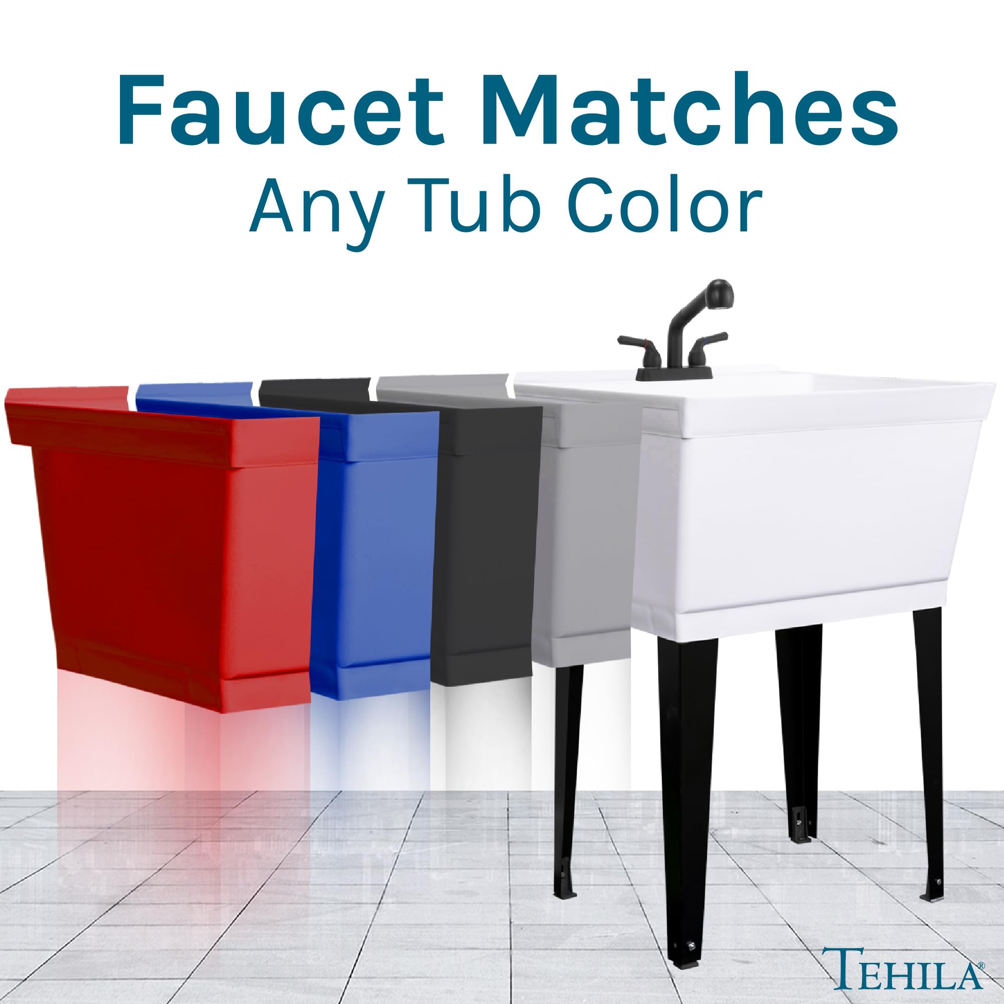 JS Jackson Supplies matte black finish elevates utility room aesthetics.