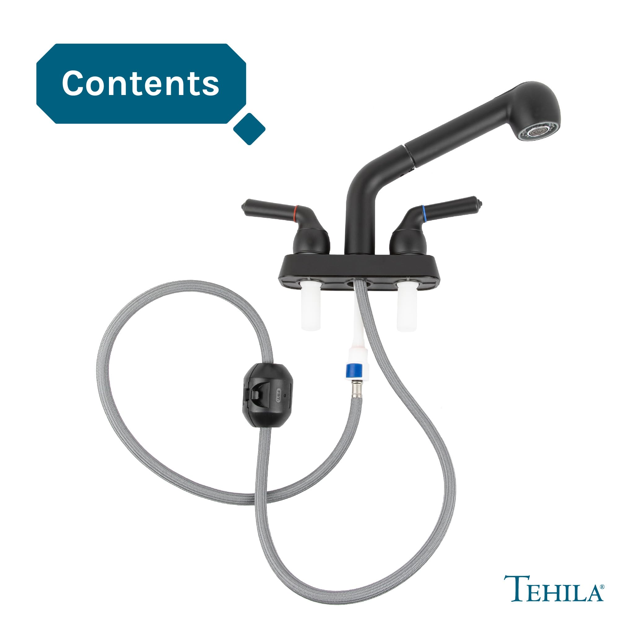JS Jackson Supplies durable matte-black faucet that cleans easily.