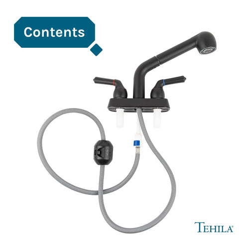 JS Jackson Supplies durable matte-black faucet that cleans easily.