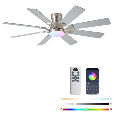 JSAITEE 52-inch fan light assembly with dimmable RGB to set mood