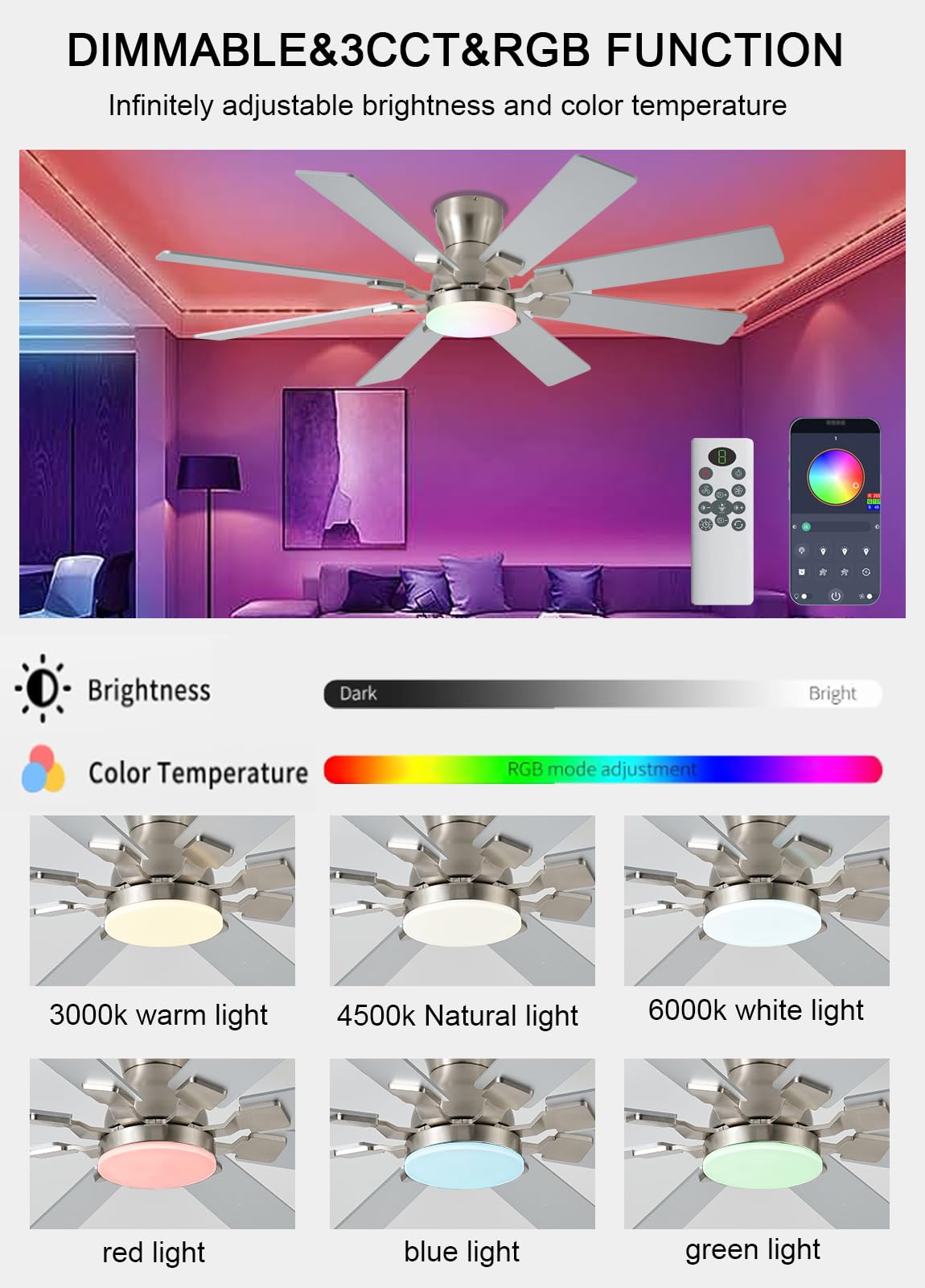 JSAITEE 52-inch fan operating quietly for peaceful nights