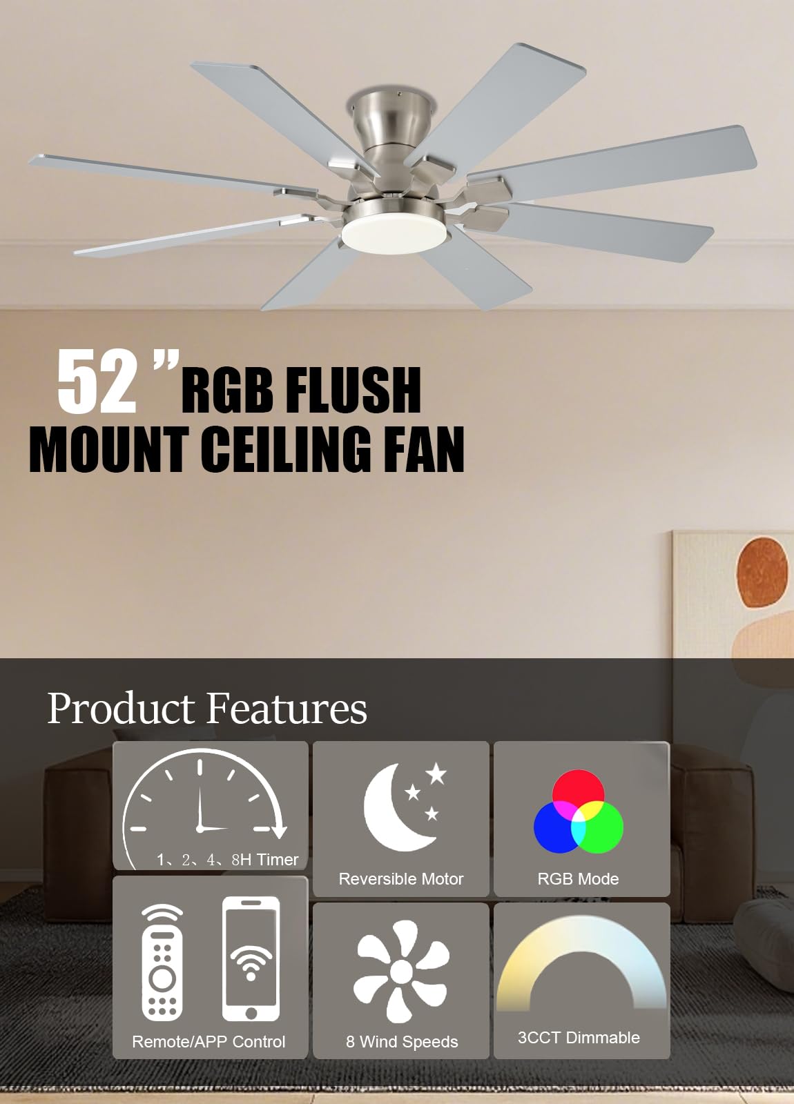 JSAITEE 52-inch fan remote control for quick adjustments