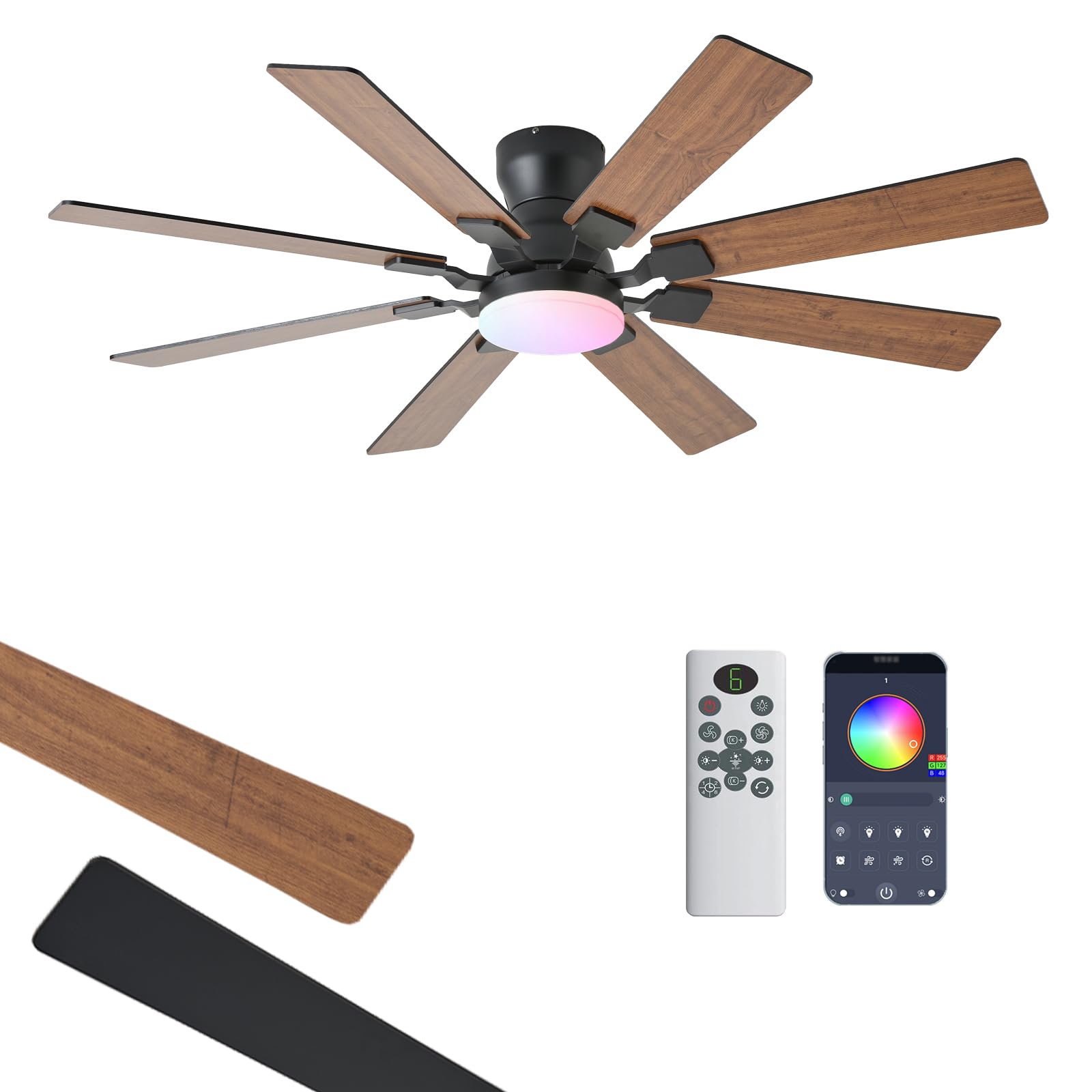 JSAITEE 52-inch ceiling fan light in ceiling view for cool, even airflow.