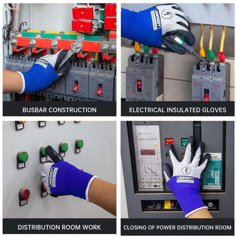 JSBAGGT gloves in use during electrical work, safe and efficient.