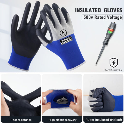 JSBAGGT gloves rubber palm close-up demonstrates strong grip and insulation.