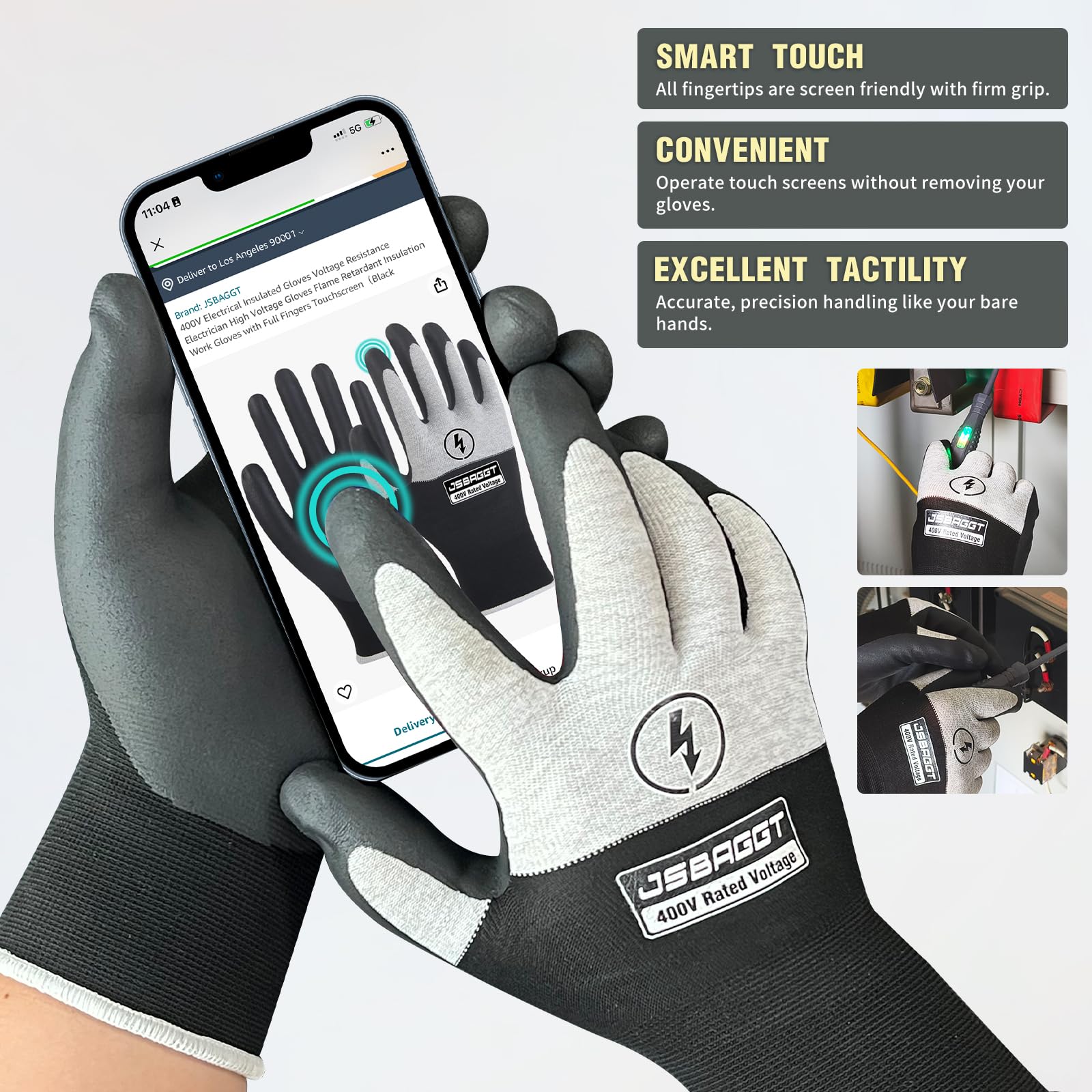 JSBAGGT lightweight gloves enhance dexterity for intricate electrical work.